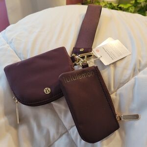 Lululemon Dual Pouch Wristlet Black Plum NWT
